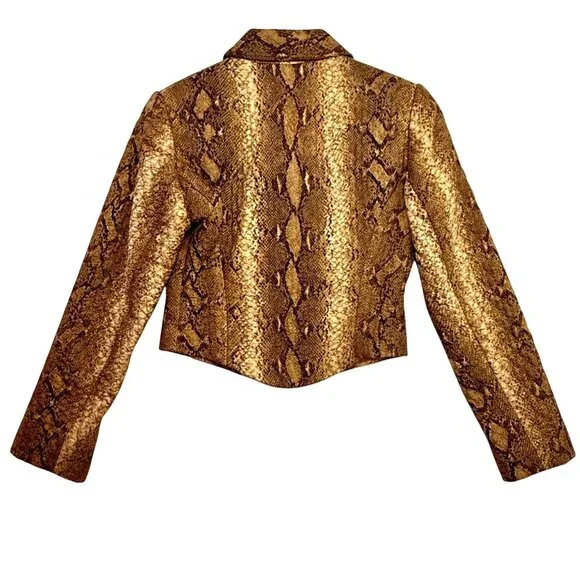 Carlisle Jacket Size 6 Cropped Snake Print Structured Quilted Blazer Y2K Vintage - Picture 4 of 13